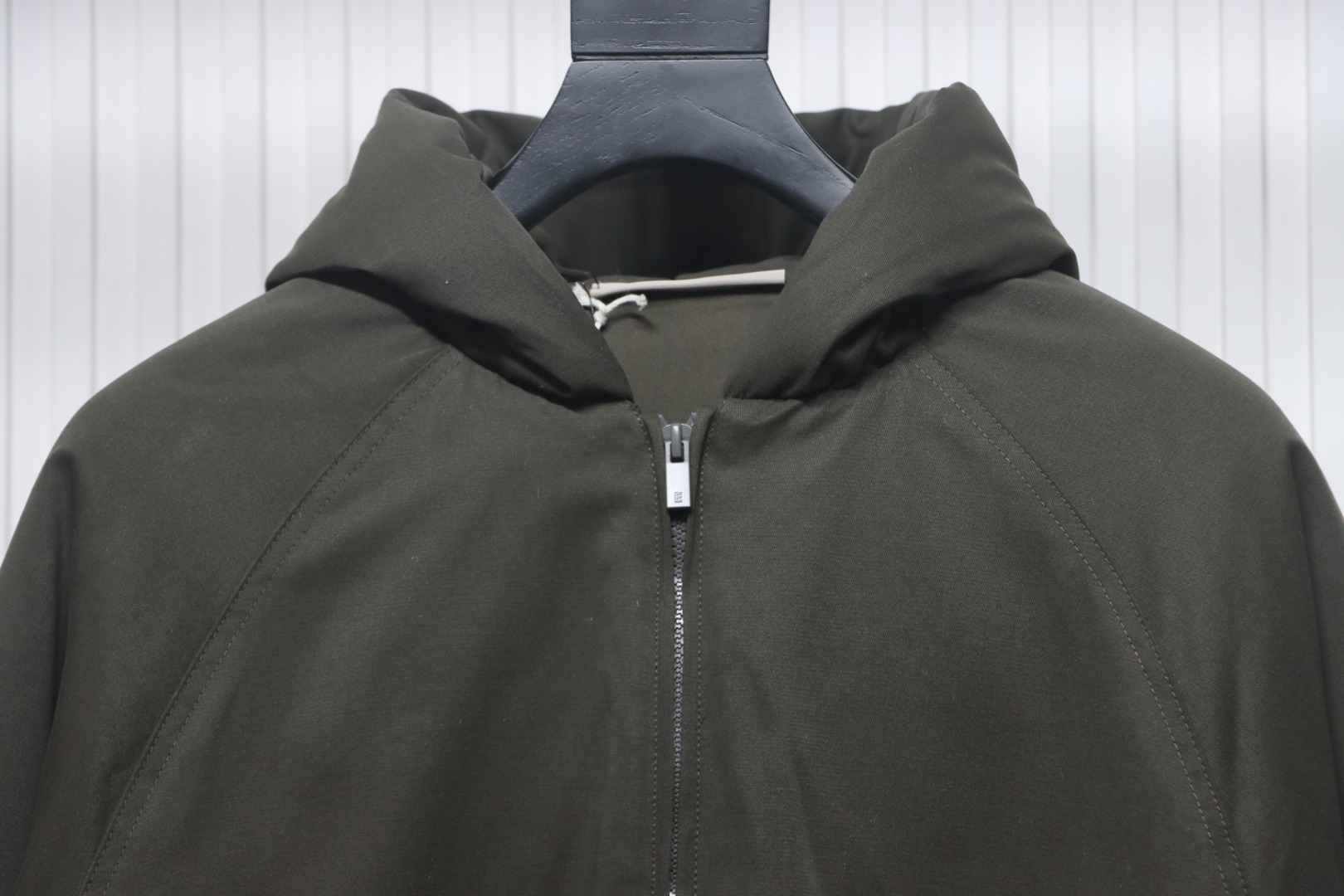Fear of God Essentials Letter Print Hooded Synthetic Insulated Jacket Dark Green