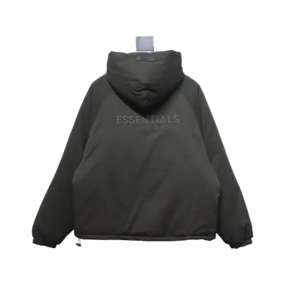 Fear of God Essentials Letter Print Hooded Synthetic Insulated Jacket Dark Green 02