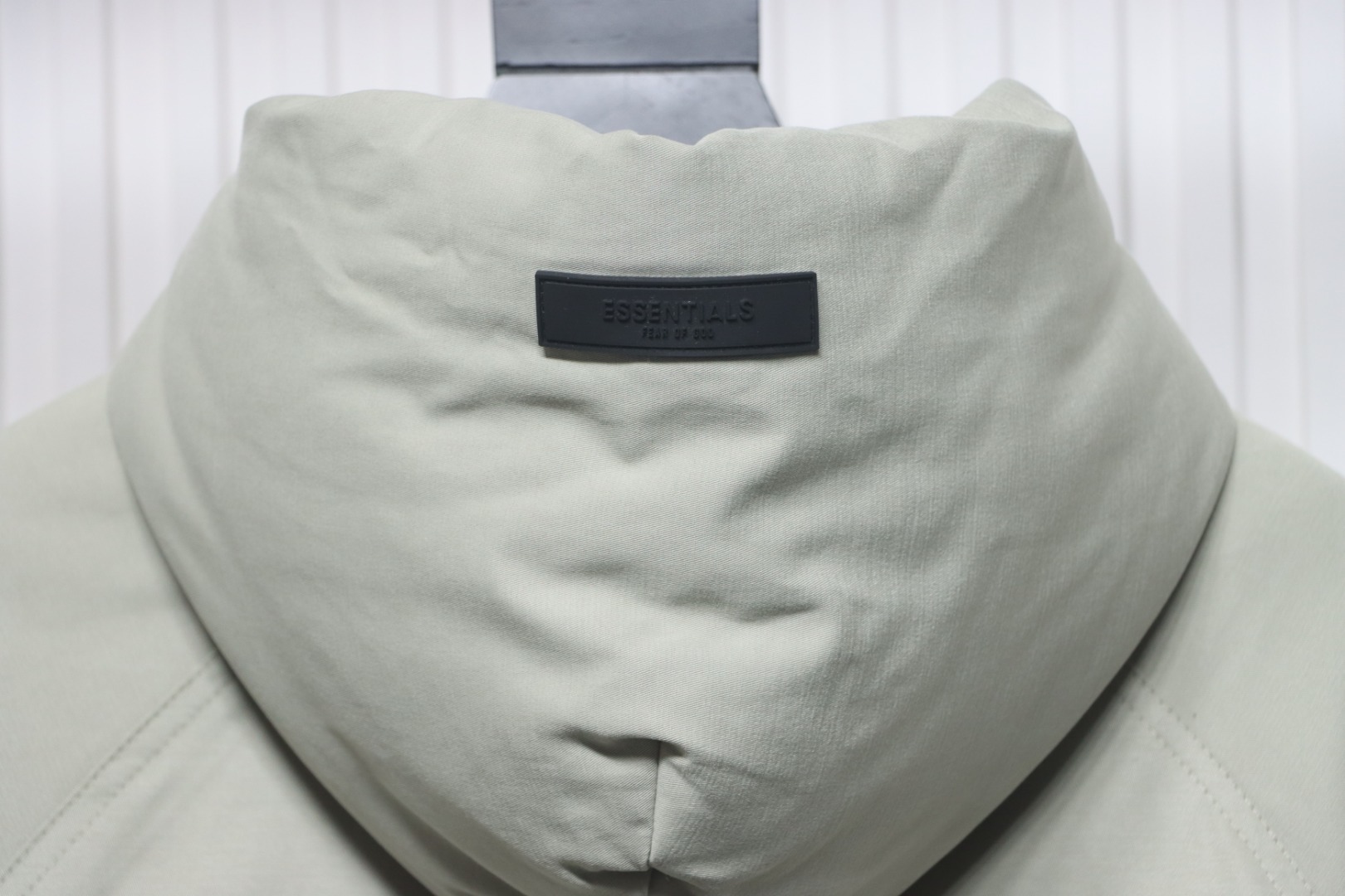 Fear of God Essentials Letter Print Hooded Synthetic Insulated Jacket Light Green