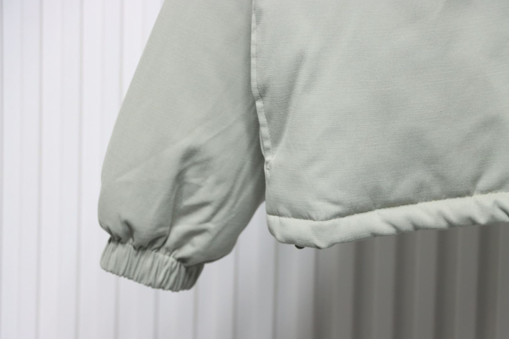 Fear of God Essentials Letter Print Hooded Synthetic Insulated Jacket Light Green