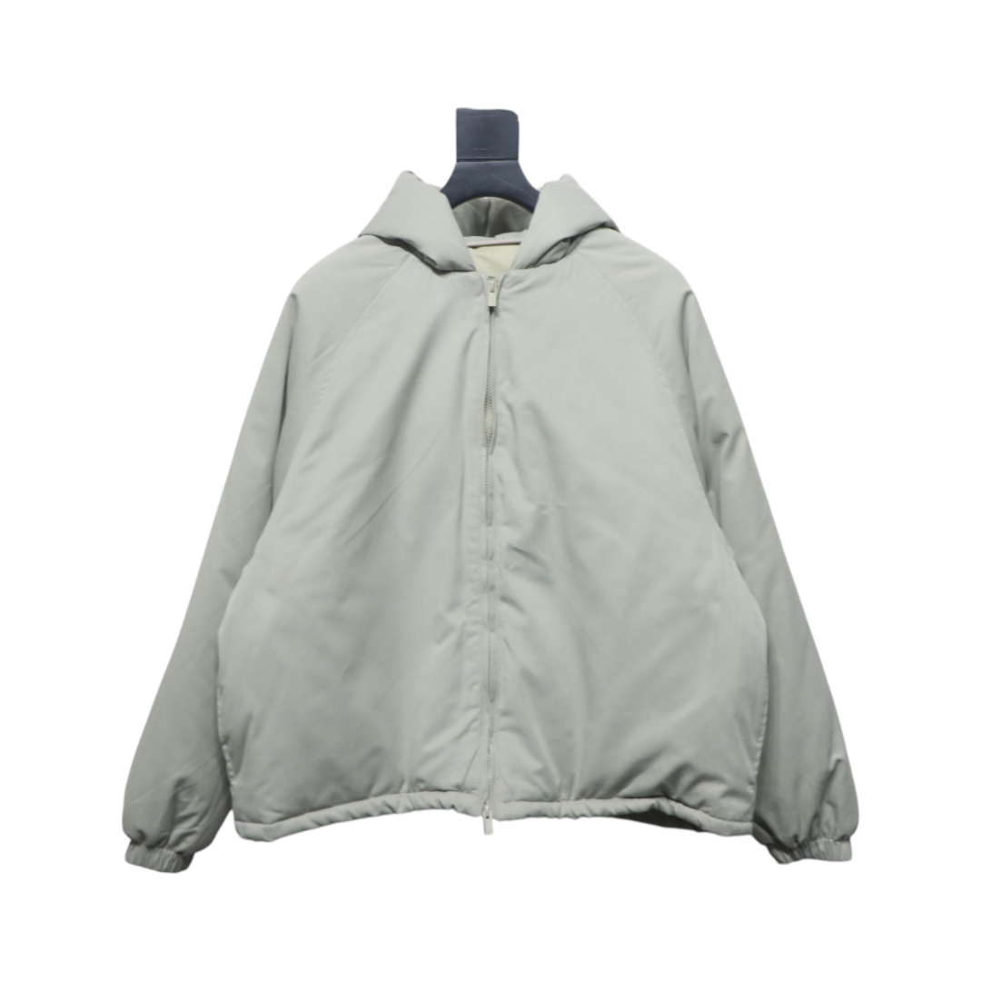 Fear of God Essentials Letter Print Hooded Synthetic Insulated Jacket Light Green