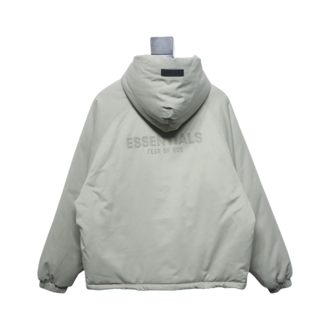 Fear of God Essentials Letter Print Hooded Synthetic Insulated Jacket Light Green