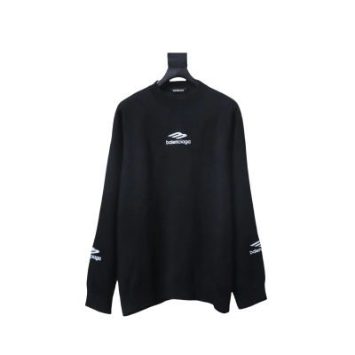 Balenciaga Embroidered Knitted Sweater Black 01
