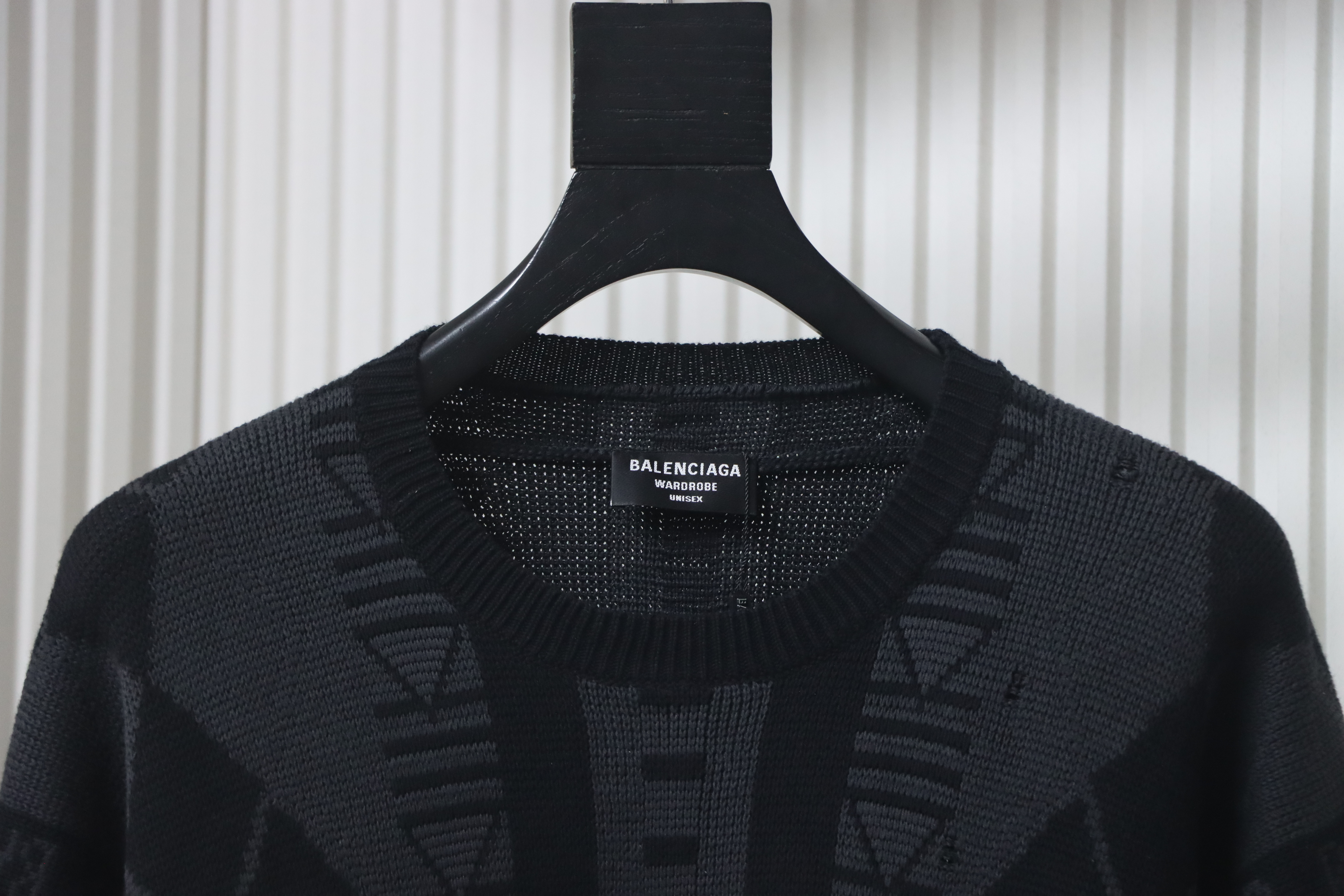 Balenciaga Logo Graphic Print Crew Neck Knitted Sweater