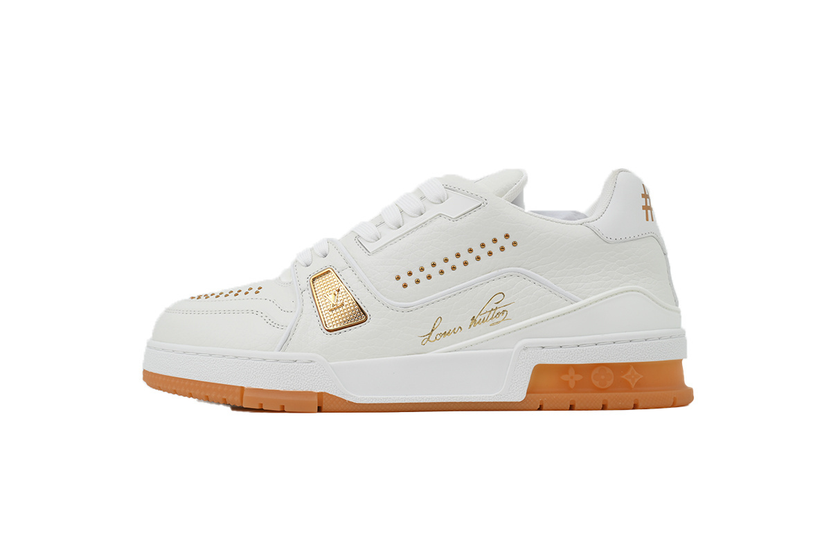 Louis Vuitton Trainer White Orange Rivet