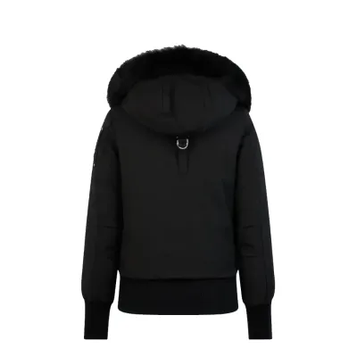 Moose Knuckles Logo Plaque Zip-Up Black Jacket Black Wool Collar 02