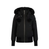 Moose Knuckles Black Wool Collar Zip-Up Jacket With A Pom-Pom 