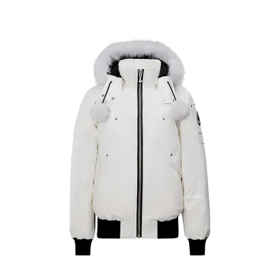 Moose Knuckles Debbie Shearling Bomber Jacket White 01