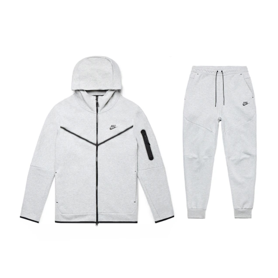 Nike Sportswear Tech Fleece Full Zip Hoodie & Joggers Set Light Heather Gray