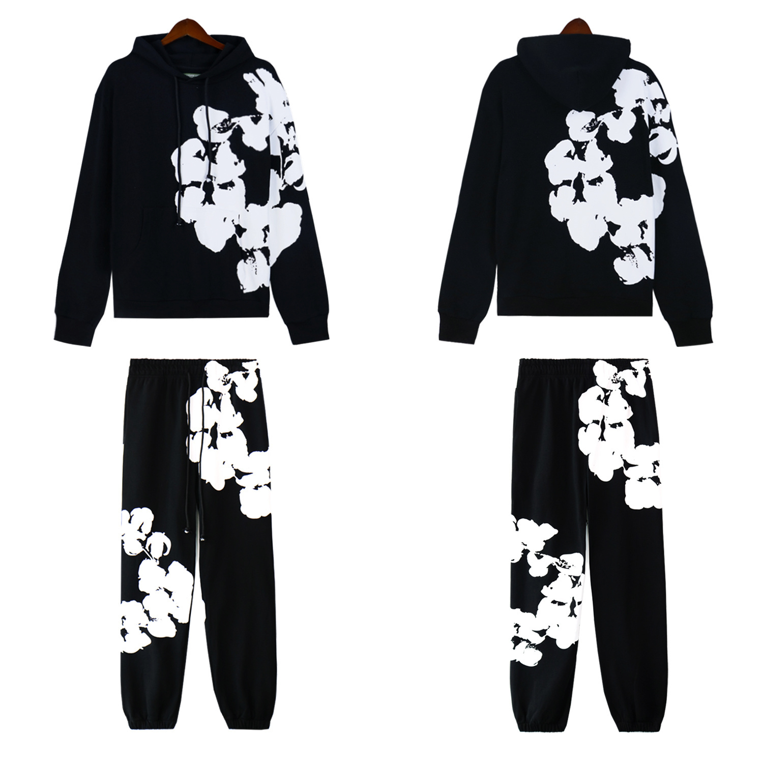 Denim Tears Big Cotton Wreath Hoodie & Sweatpant Set #5671-8215 Black