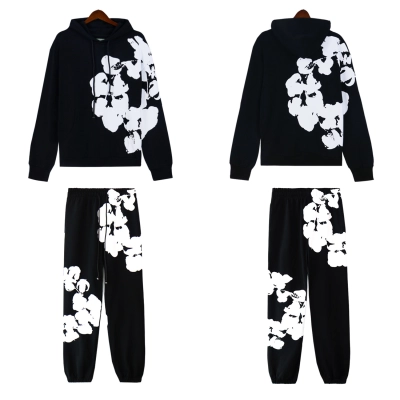 Denim Tears Big Cotton Wreath Hoodie & Sweatpant Set #5671-8215 Black 01