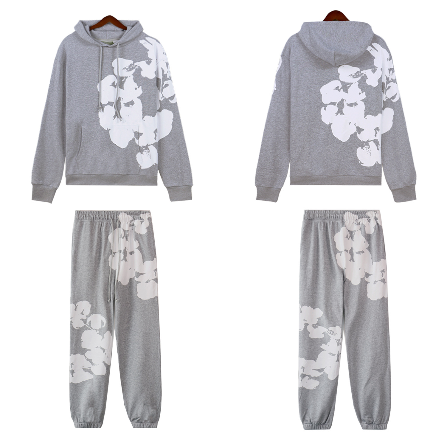 Denim Tears Big Cotton Wreath Hoodie & Sweatpant Set #5671-8215 Grey