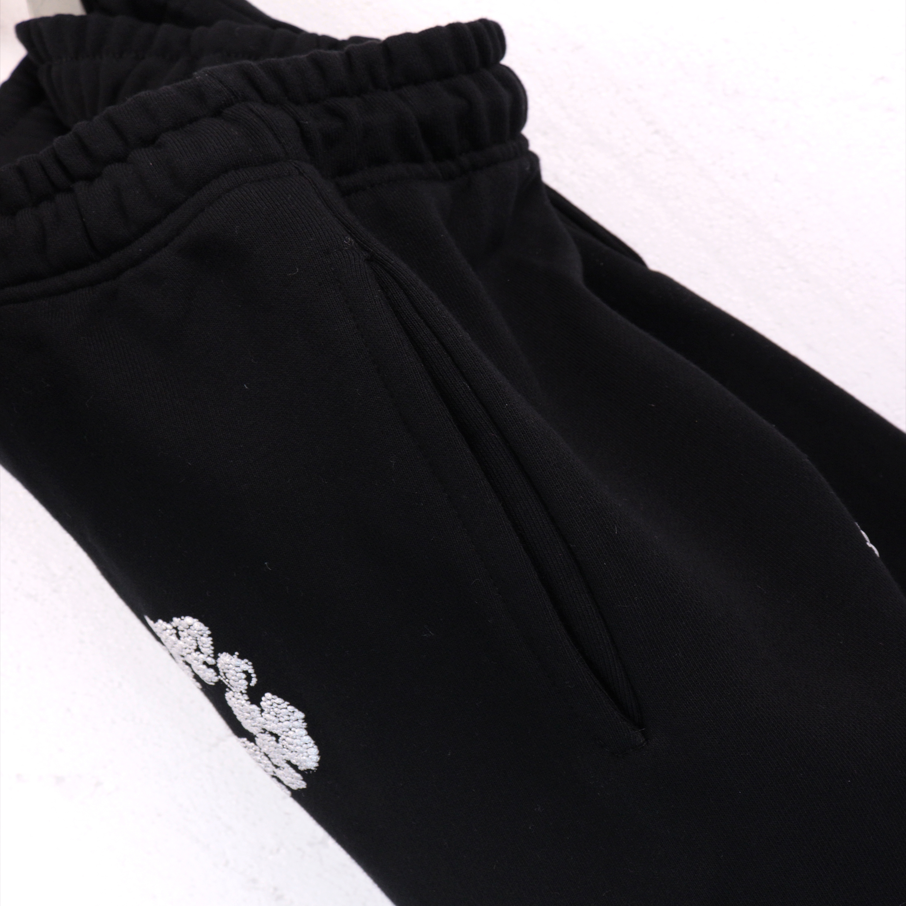 Denim Tears Cashmere Swarovski Cotton Wreath Zip Hoodie & Sweatpant Set #6030-8208 Black Silver