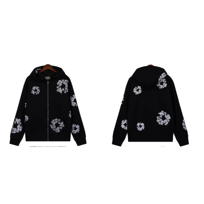 Denim Tears Cashmere Swarovski Cotton Wreath Zip Hoodie & Sweatpant Set #6030-8208 Black Silver 02