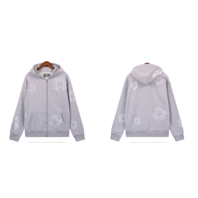 Denim Tears Cashmere Swarovski Cotton Wreath Zip Hoodie & Sweatpant Set #6030-8208 Gray 02