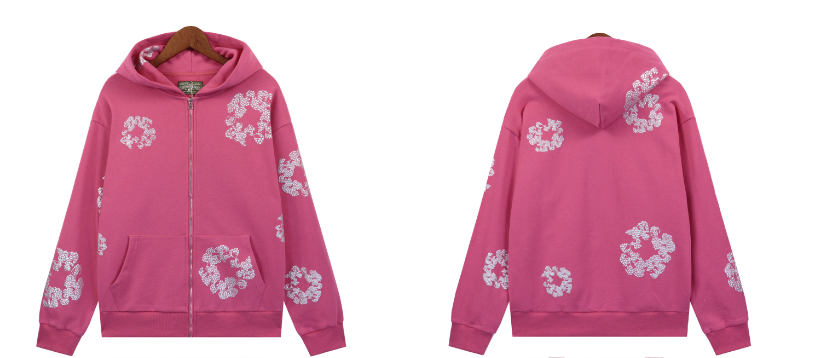 Denim Tears Cashmere Swarovski Cotton Wreath Zip Hoodie & Sweatpant Set #6030-8208 Pink