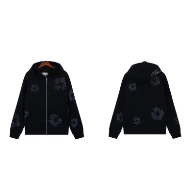 Denim Tears Cashmere Swarovski Cotton Wreath Zip Hoodie & Sweatpant Set #6030-8208 Pure Black 02