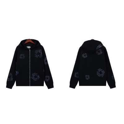 Denim Tears Cashmere Swarovski Cotton Wreath Zip Hoodie & Sweatpant Set #6030-8208 Pure Black 02