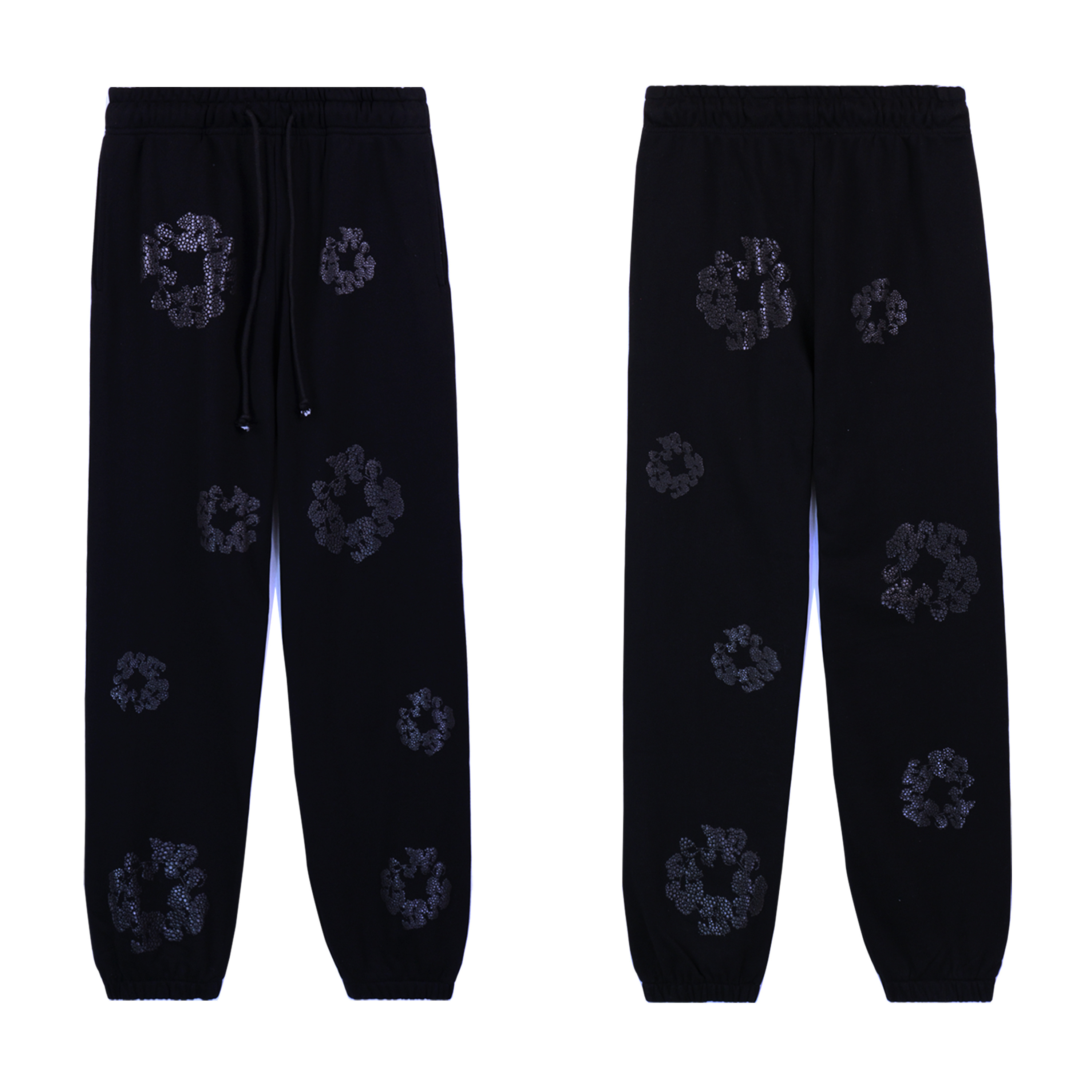 Denim Tears Cashmere Swarovski Cotton Wreath Zip Hoodie & Sweatpant Set #6030-8208 Pure Black