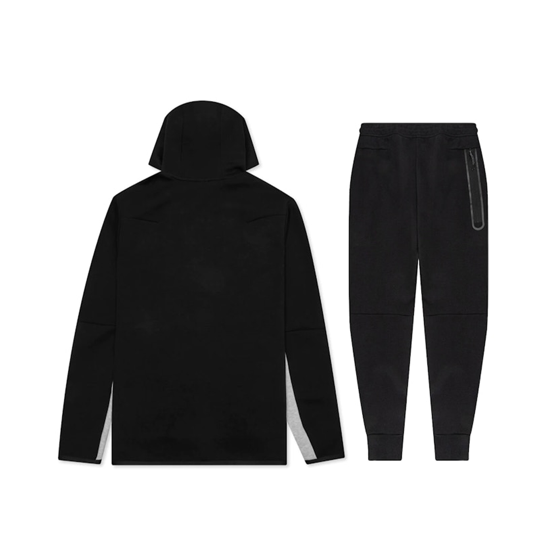 Nike Sportswear Tech Fleece Full Zip Hoodie & Joggers Set Black And Dark Grey Heather