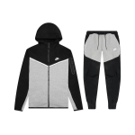 Nike Sportswear Tech Fleece Full Zip Hoodie & Joggers Set Black And Dark Grey Heather