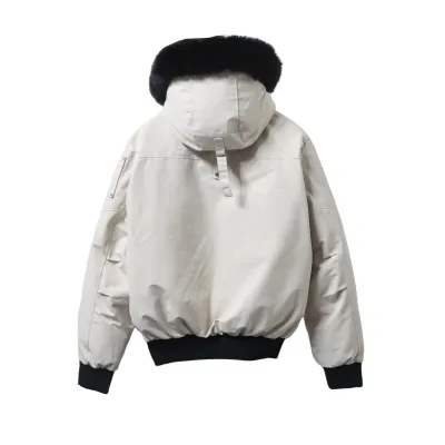 Moose Knuckles Balistic Bomber Zip-Up Fur Jacket White 02