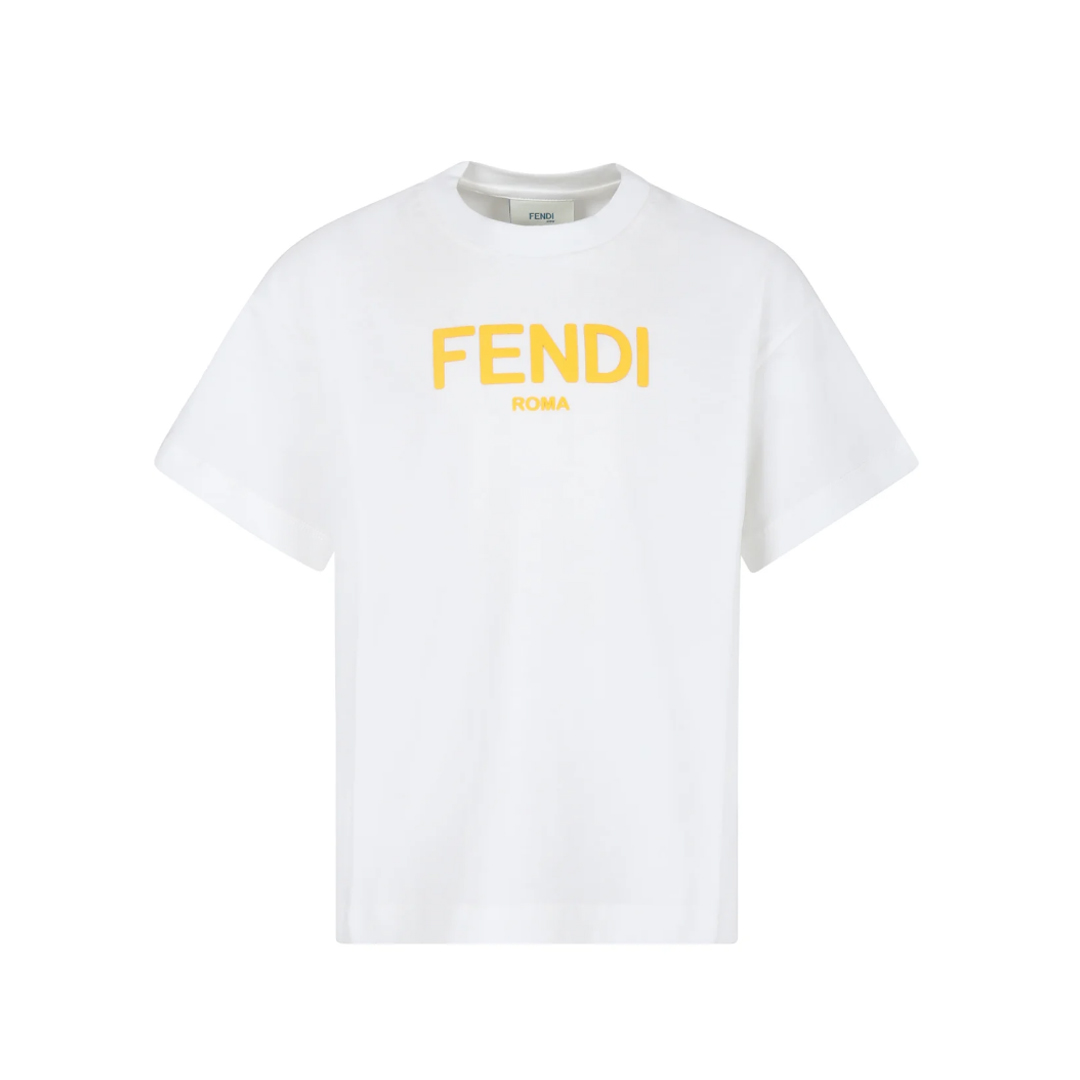 Fendi White T-shirt With Yellow Logo