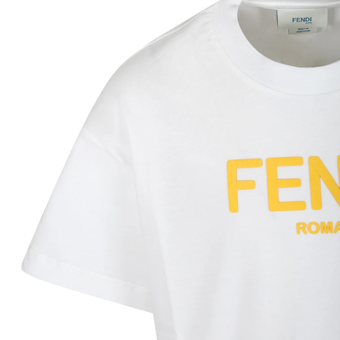 Fendi White T-shirt With Yellow Logo