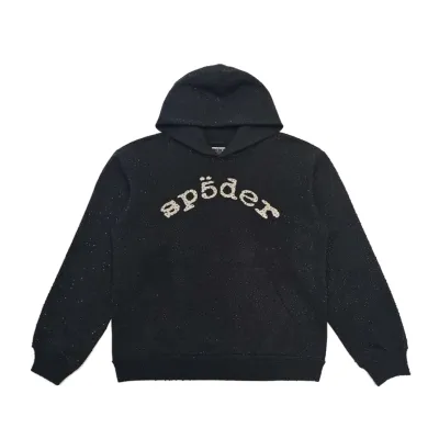 Sp5der Worldwide AOP Webstone Hoodie Black 01