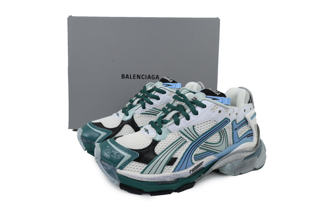 Balenciaga Runner Sneaker White Blue Green 772767W3RMU9034