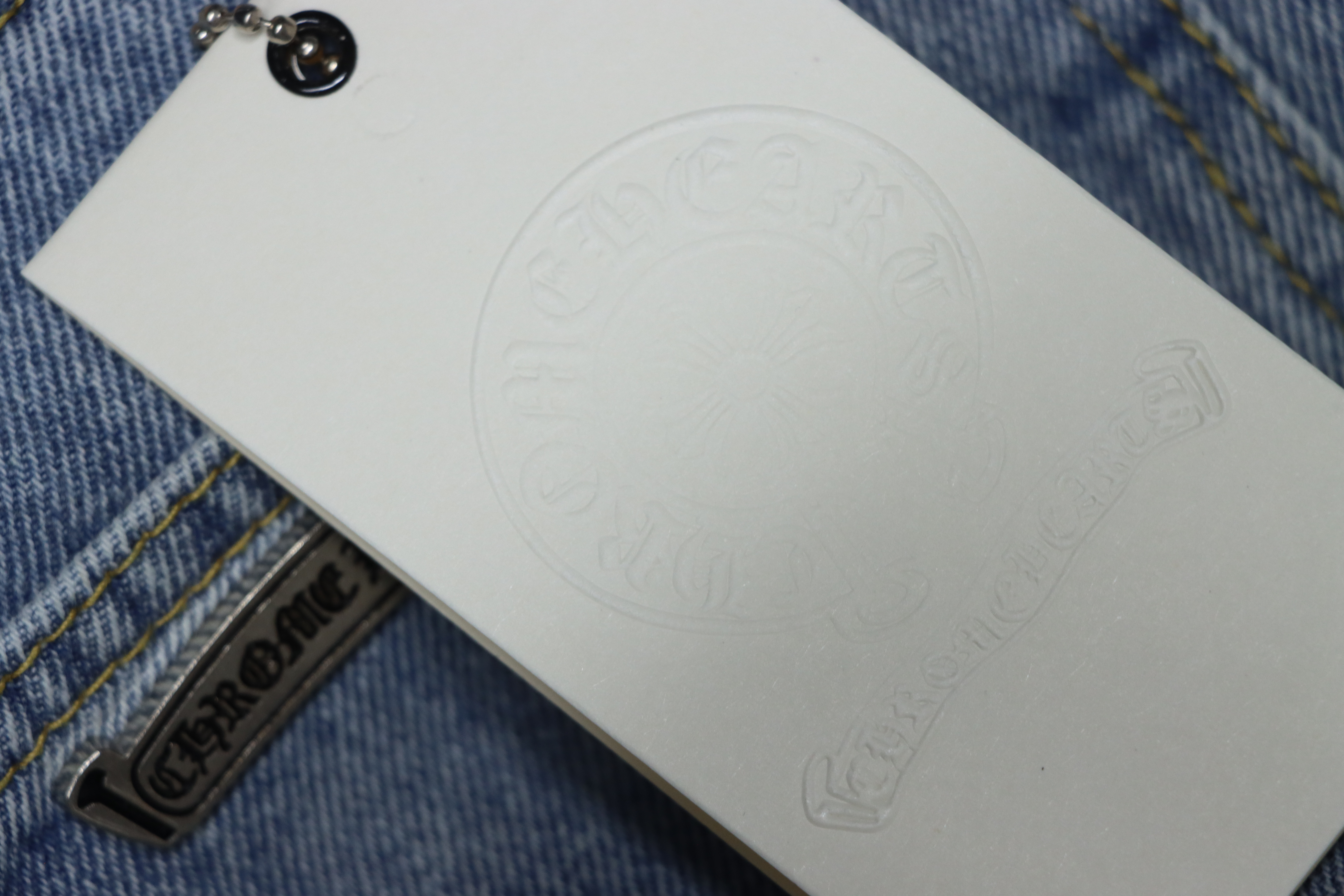 Chrome Hearts Black Cross Leather Patch Jeans