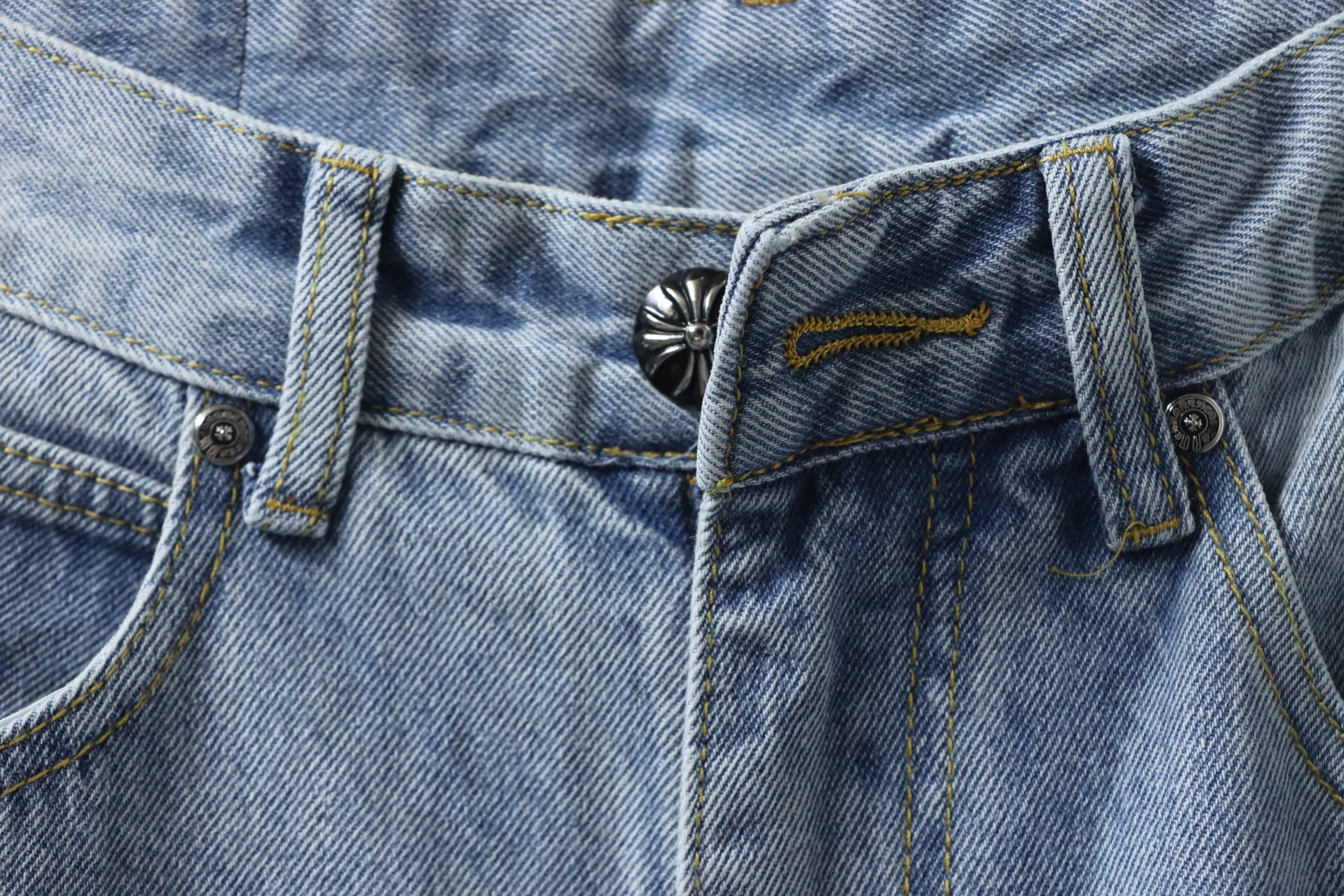 Chrome Hearts Black Cross Leather Patch Jeans