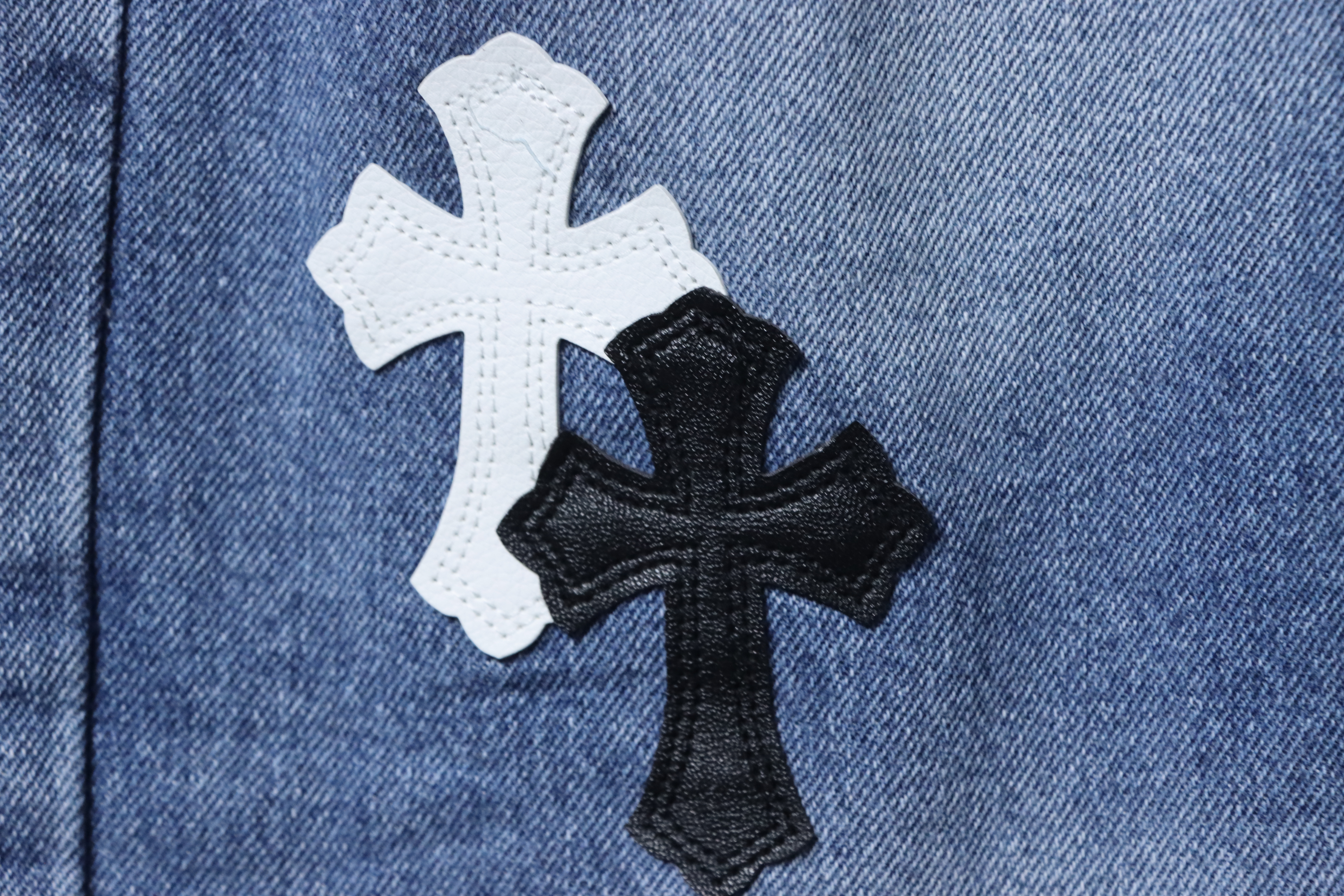 Chrome Hearts Miami Art Basel White Black Cross Patch Jeans