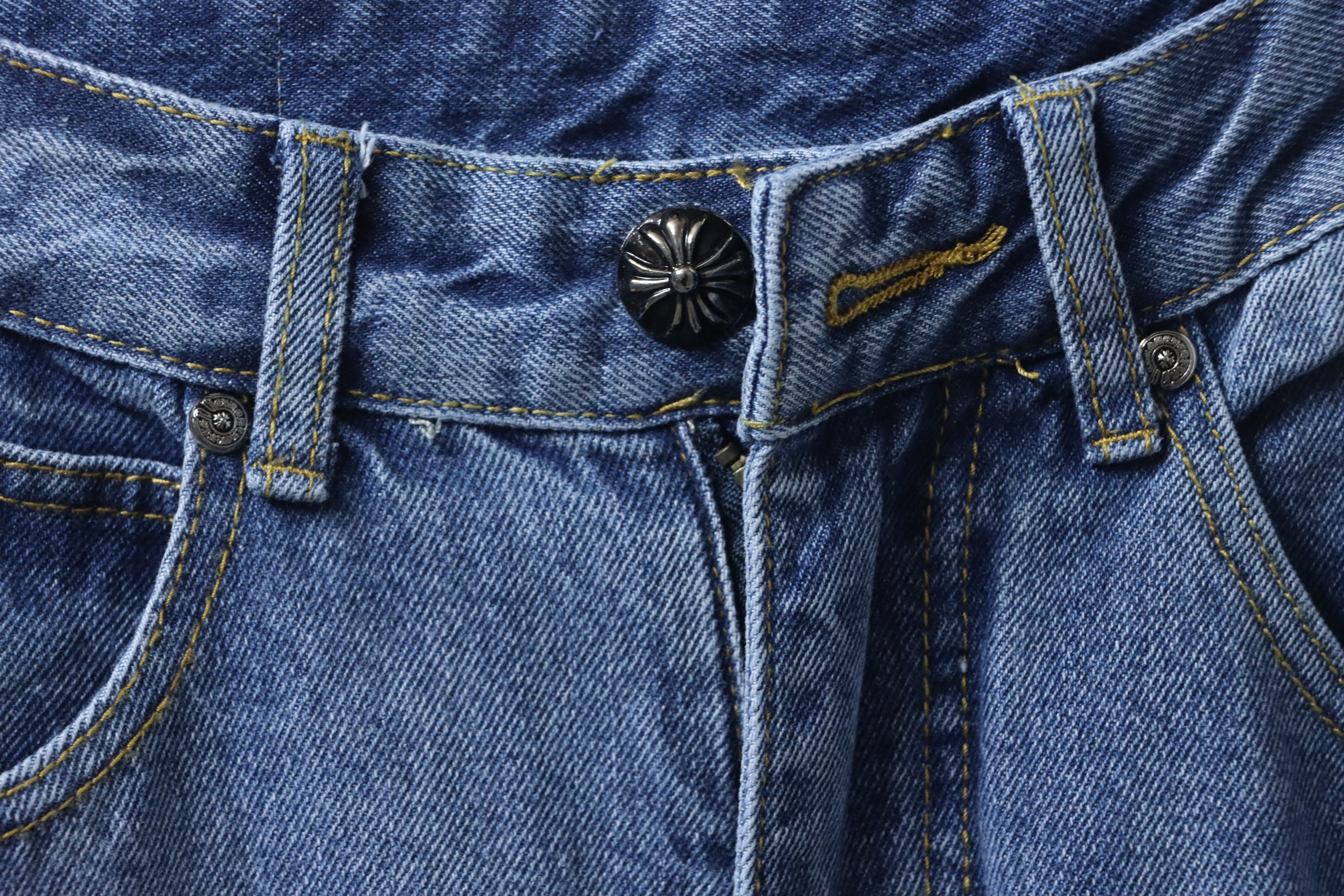 Chrome Hearts Miami Art Basel White Blue Cross Patch Jeans