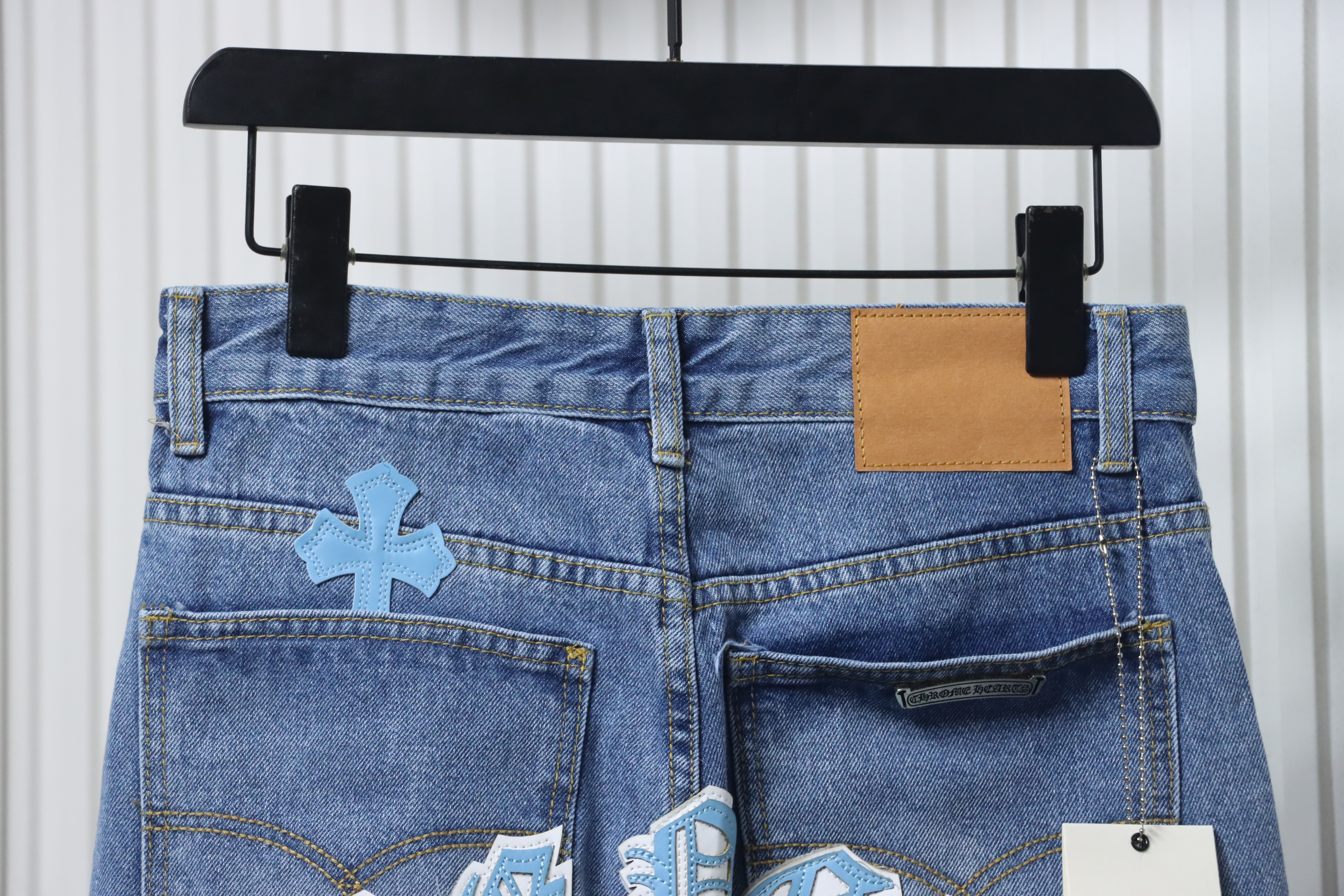 Chrome Hearts Miami Art Basel White Blue Cross Patch Jeans