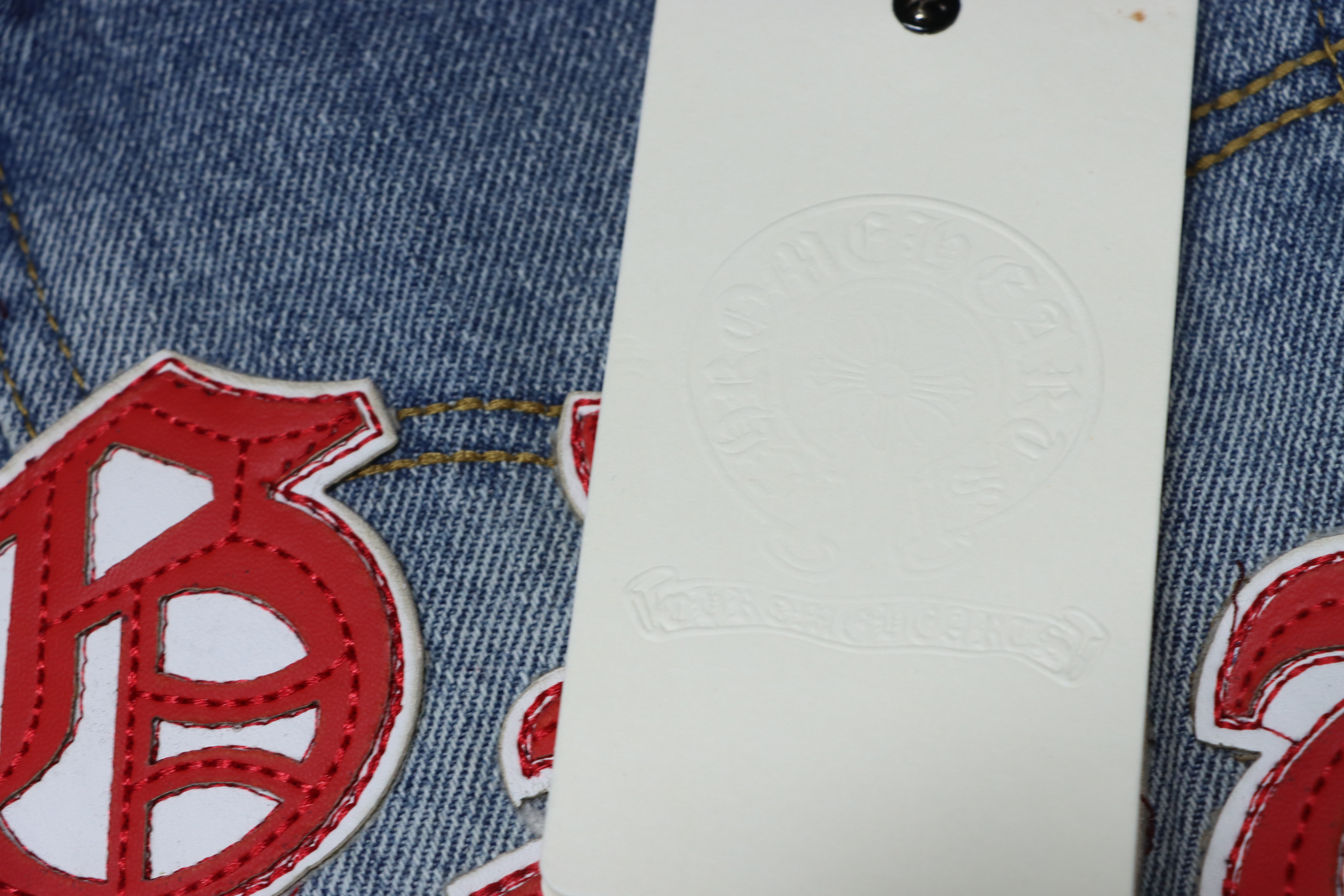 Chrome Hearts Miami Art Basel White Red Cross Patch Jeans