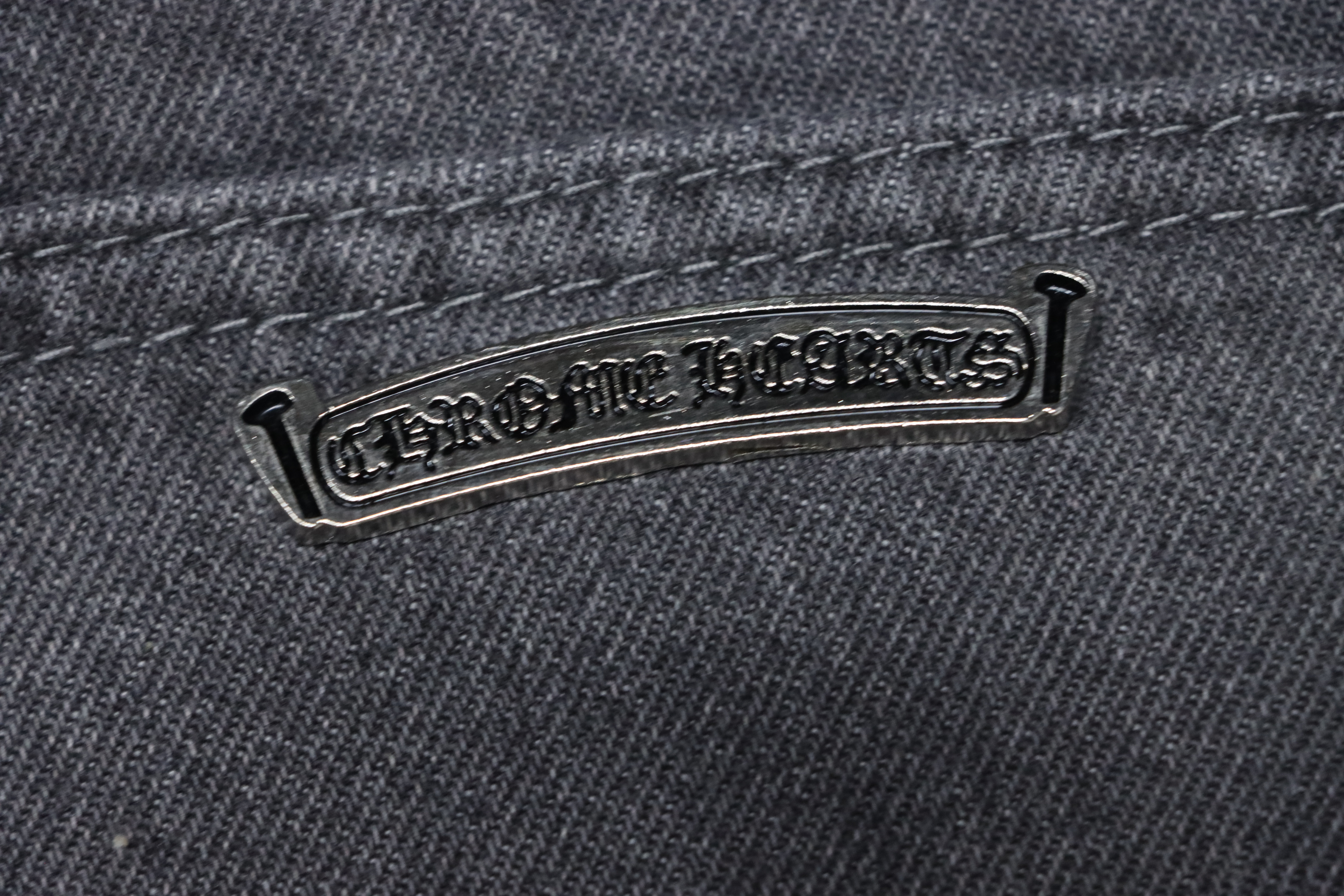 Chrome hearts X SexRecords Metal Cross Patch Jeans Distressed Gray
