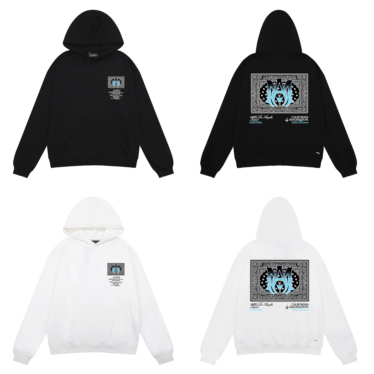 AMIRI Bandana Hoodie #9285 Black/White