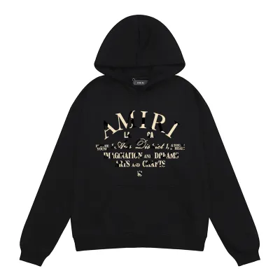 AMIRI Logo Print Hoodie #9286 Black/White 01