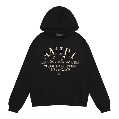 AMIRI Logo Print Hoodie #9286 Black/White 01