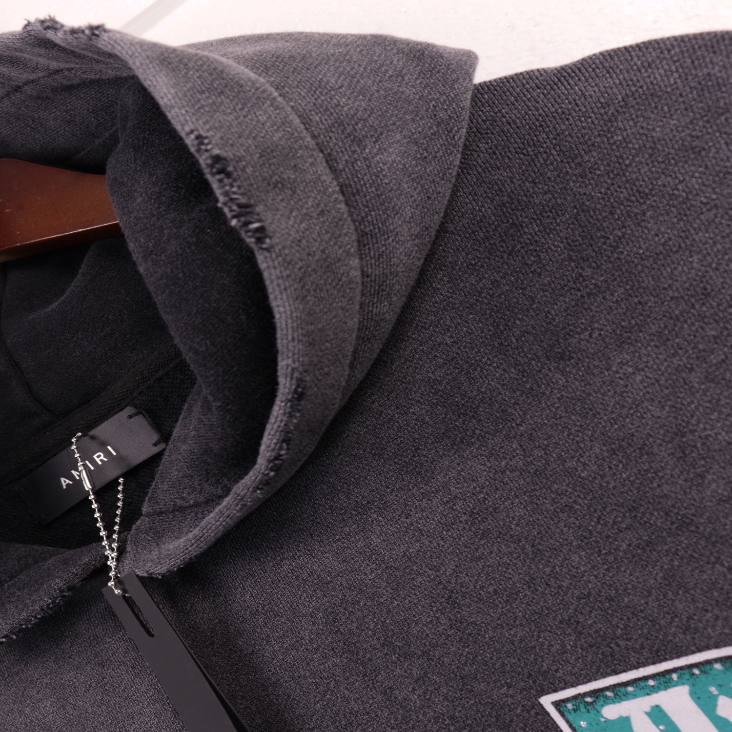 AMIRI Lounge Crystal Embellished Distressed Graphic Hoodie #5889 Black/Apricot