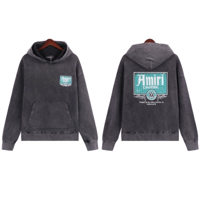 AMIRI Lounge Crystal Embellished Distressed Graphic Hoodie #5889 Black/Apricot 02