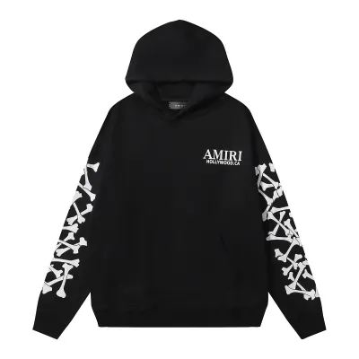 AMIRI Stacked Bones Hoodie #9235 Black/Gray/Red 02