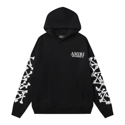 AMIRI Stacked Bones Hoodie #9235 Black/Gray/Red 02