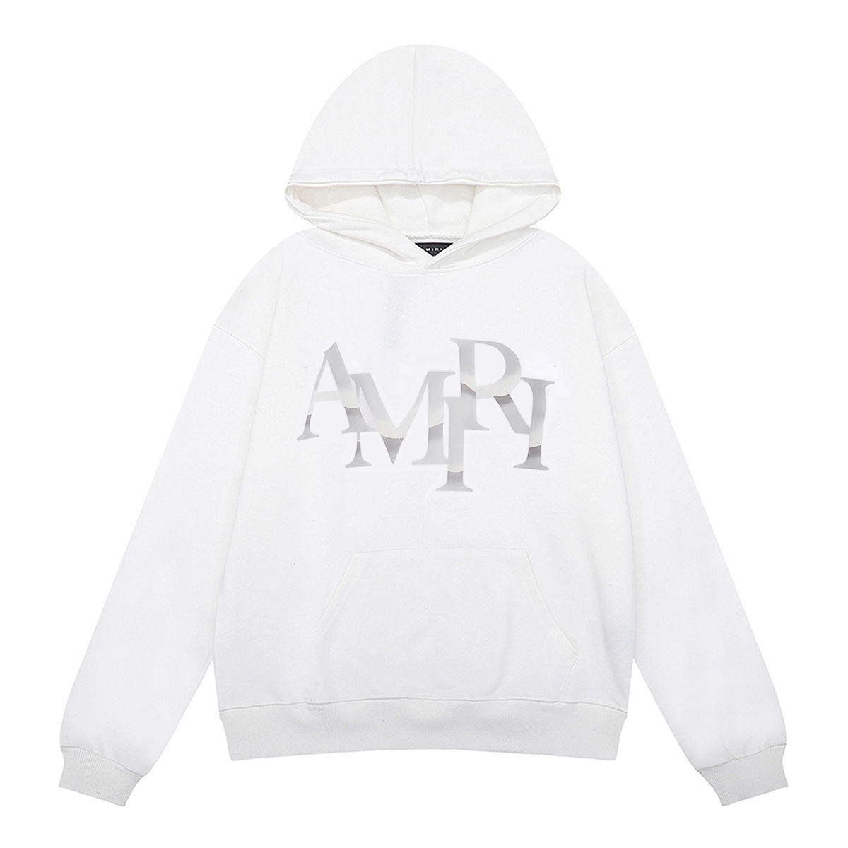 AMIRI Staggered Chrome Logo-Print Hoodie #9237 Black/White