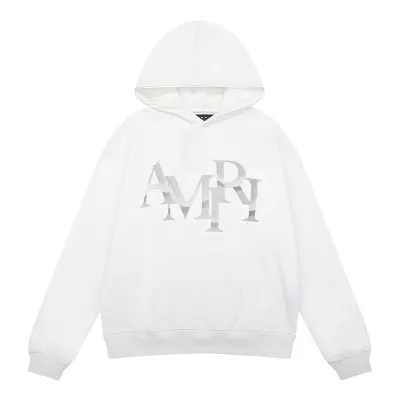 AMIRI Staggered Chrome Logo-Print Hoodie #9237 Black/White 02