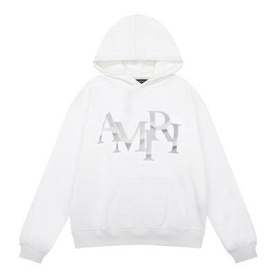 AMIRI Staggered Chrome Logo-Print Hoodie #9237 Black/White 02