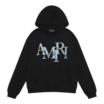 AMIRI Staggered Chrome Logo-Print Hoodie #9237 Black/White 01