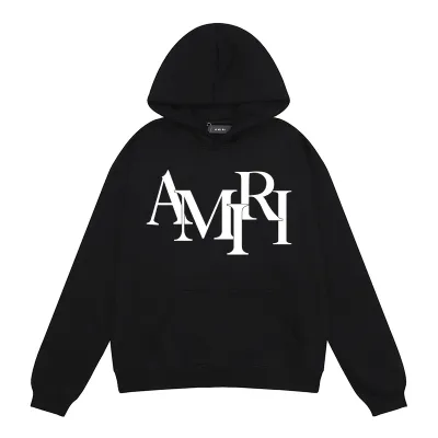 AMIRI Staggered Hoodie #9288 Black/White 01