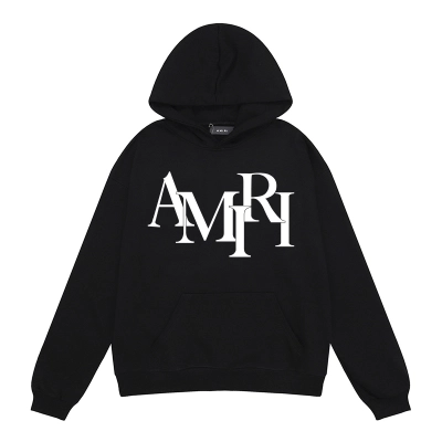 AMIRI Staggered Hoodie #9288 Black/White 01